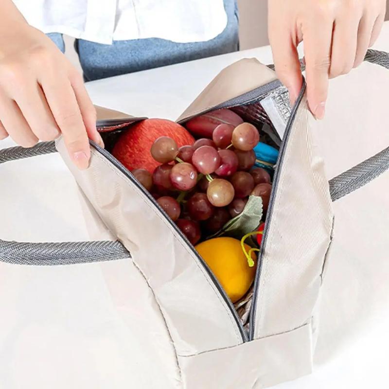 Portable Lunch Box Bag Solid Color Thickened Thermal Insulation Bag Suitable For Students Office Workers & Other Occasions