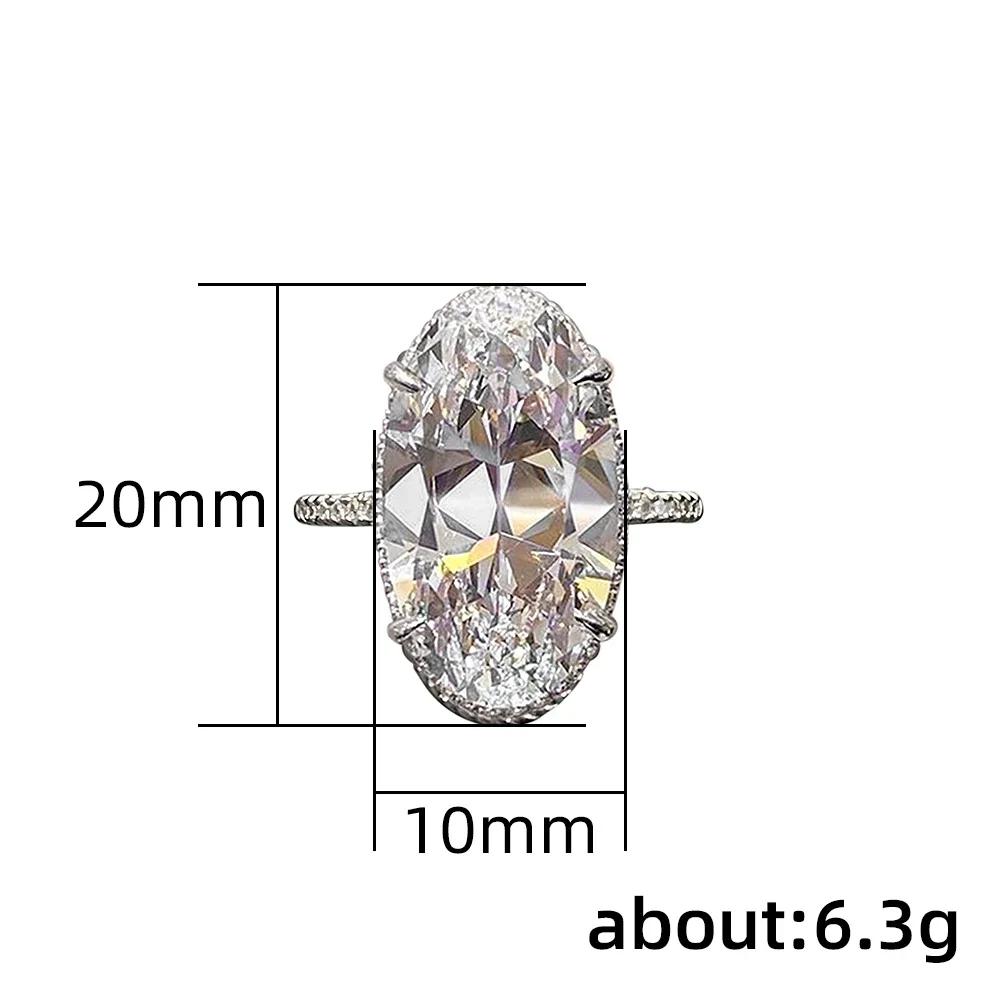 New Luxury Big Oval Cubic Zirconia Crystal Rings Women Wedding Accessories High-quality Silver Engagement Bands Jewelry