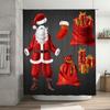 TU Christmas Santa Claus Shower Curtain Festive Holiday Bathroom Decor Reindeer Snowman Pattern Waterproof Home Decor Gift Idea