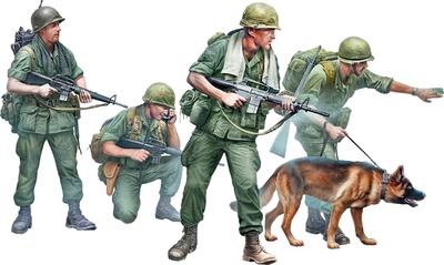 Master Box American Vietnam War Soldier 4 1 Dog Dog Patrol Plastic Model MB35238 1/35 Bodies,