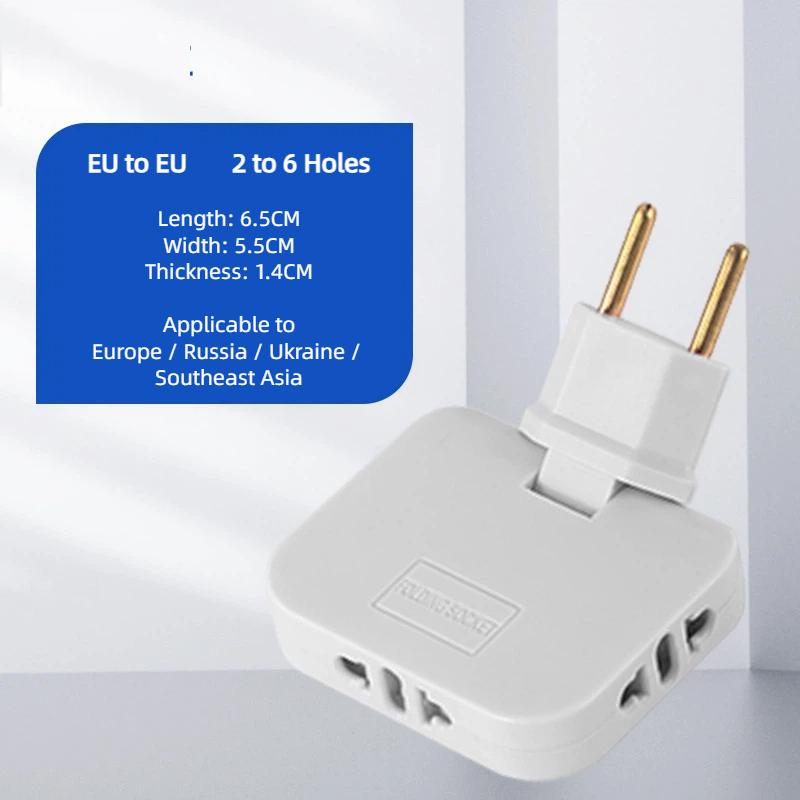 EU Plug 180° Rotatable Multi Outlet Adapter – Slim Travel Converter