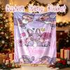 1pc Snug Thumper Friends Whimsical Bunny Blanket, Custom Name Print Blanket, Perfect for Home, Couch, Bed, Picnic, Travel, Office