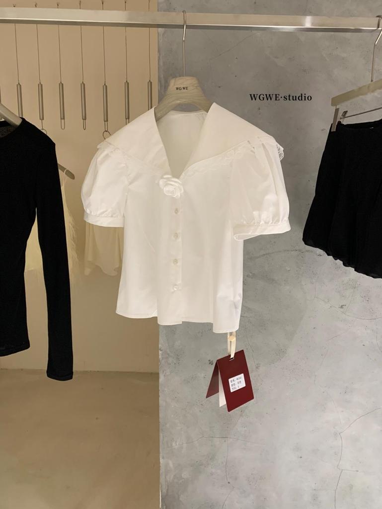 Guangzhou Thirteen Hong Women's Trendy Navy Collar Short Sleeve Shirt for Spring/Summer