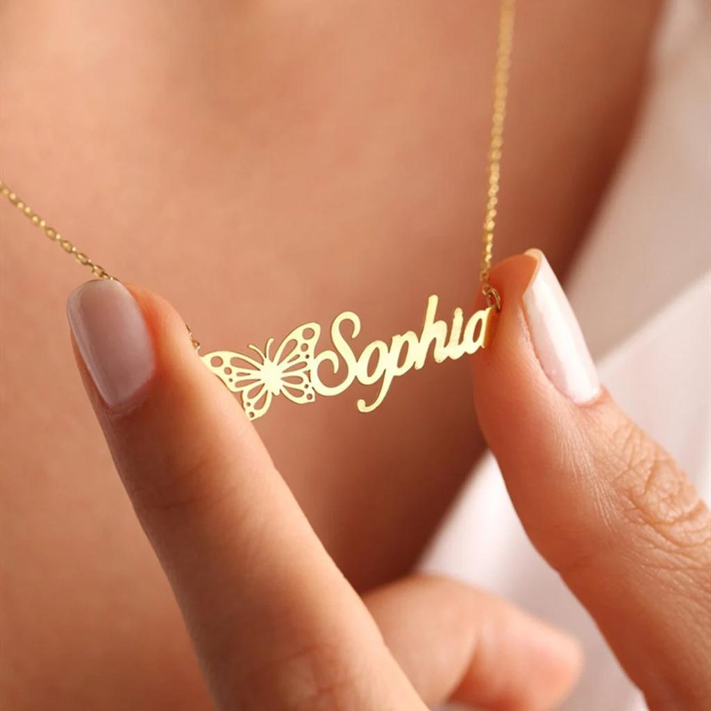 Custom Necklaces For Women Personalized Necklace With Heart Butterfly Choker Stainlesss Steel Wedding Jewelry Gift Bff