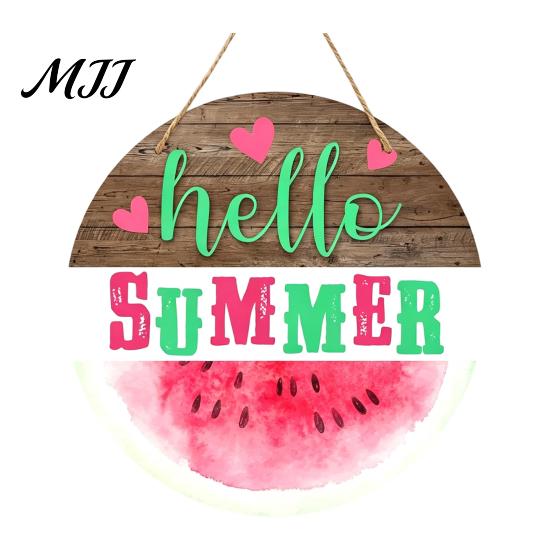 Summer Party Supplies Wooden Swim Ring Hanging Sign for Pool Decoration, Beach Theme Wall Rustic Decor Art with Hemp Rope, Double Layer Seaside