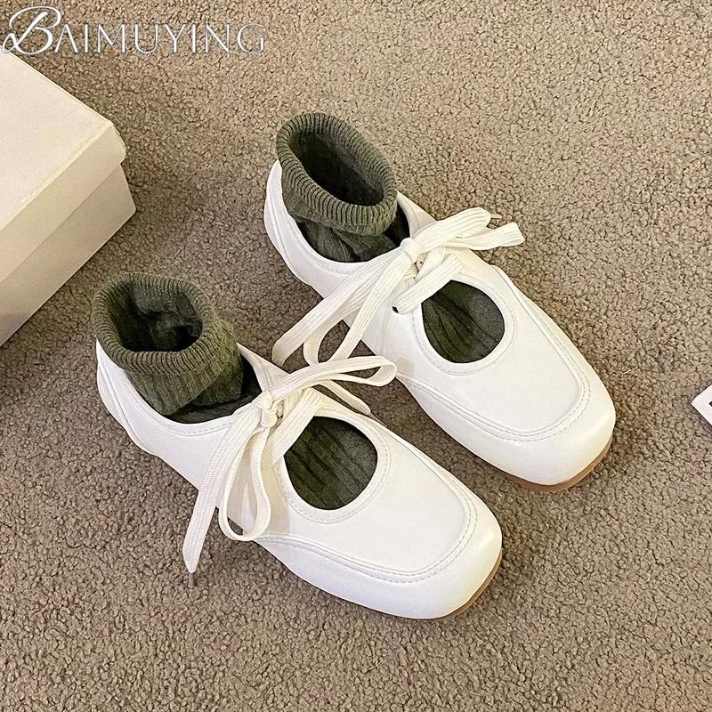 Flats Casual Shoes Women Sneakers Sandals Mary Jane Soft Leather Loafers Ballet 2025 Trend Brand Elegant Dress Lace Up Comfort