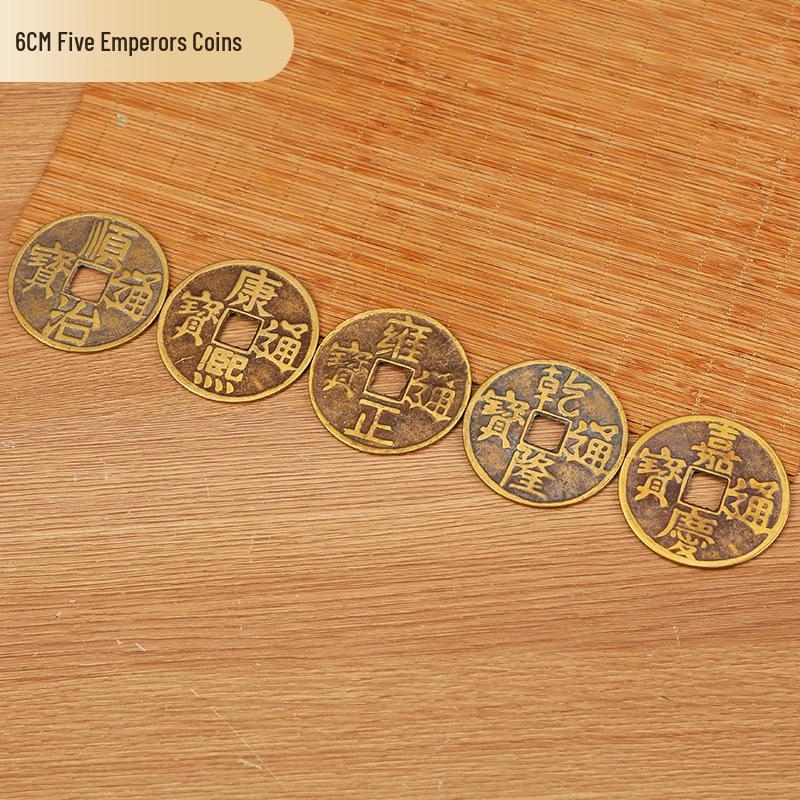 Ornamentos Artesanais de Cobre Real Antigo e Latão Moedas dos Cinco Imperadores