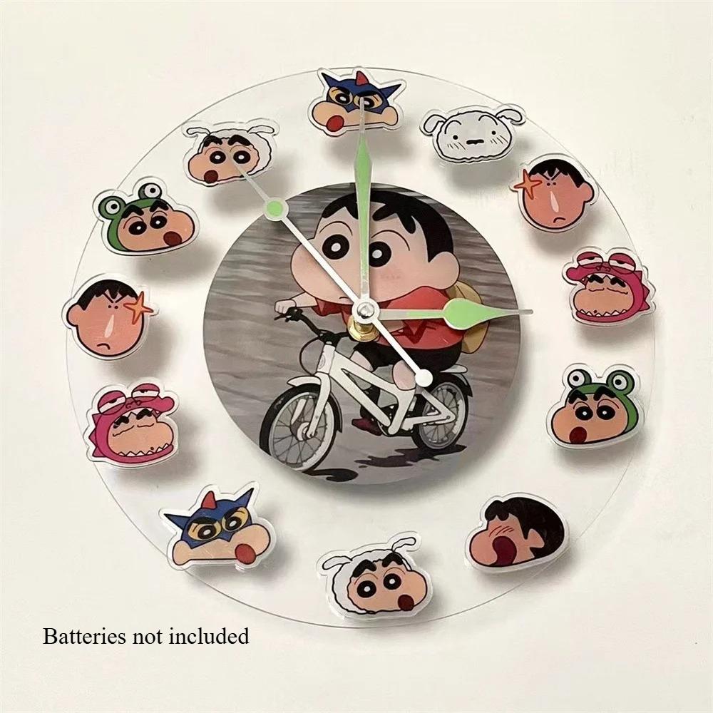 New Kawaii Anime Crayon Shin-Chan Acrylic Clock Cute Creative Simple Desktop Wall Hanging Clocks Best Beauty Gifts