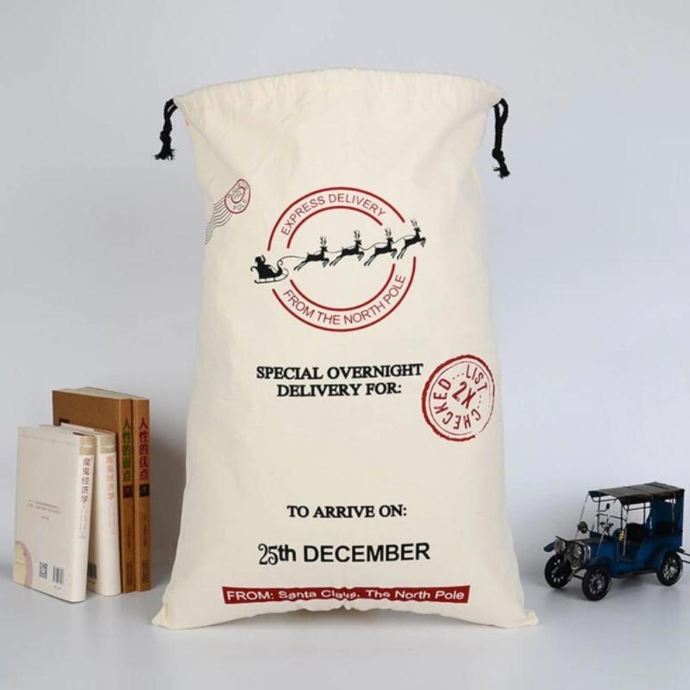 Christmas gift bag for Santa Claus, solid jute, 70cmx50cm