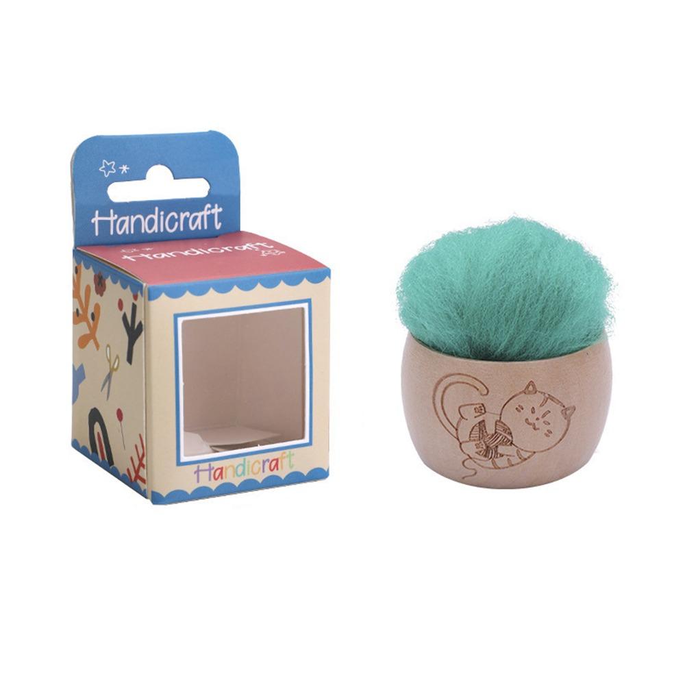 

Sewing Handcraft Ornament Wool Pin Cushion Craft Pin Bowl Boxed Sewing Embroidery Accessories зелёный