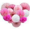 Round Paper Flower Fans And Balls Set For Wedding Party Decor Eco-Friendly Multicolor Visual Effect