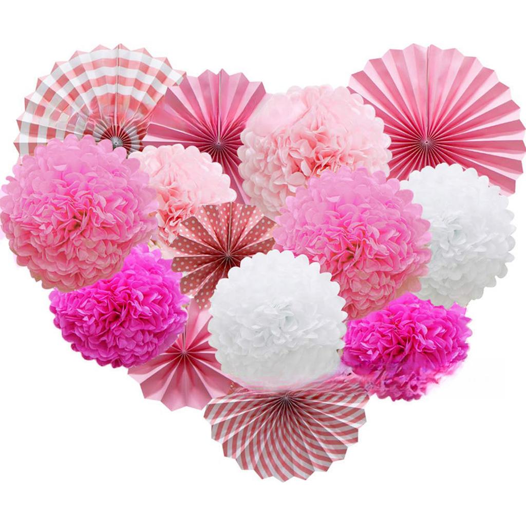 Round Paper Flower Fans And Balls Set For Wedding Party Decor Eco-Friendly Multicolor Visual Effect
