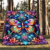 1pc Butterfly Flowers Throw Blanket Polyester Fiber, Lightweight Flannel, Soft & Warm, All Season Use for Outdoor, Camping Digital Print