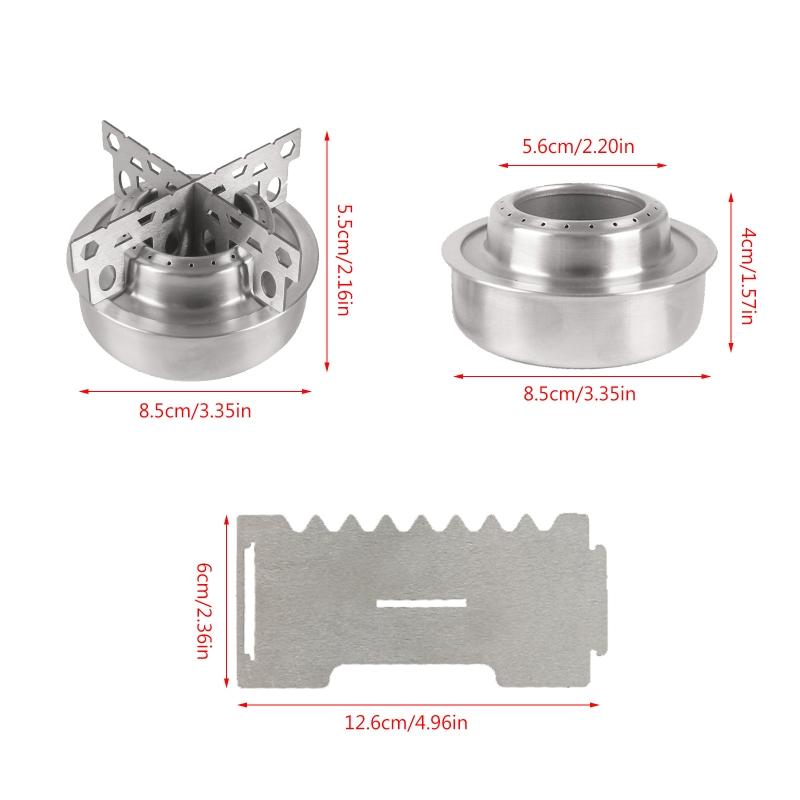 Portable Alcohol Stove with for Cross Stand Stove Rack Support Stand Outdoor Stainless Alcohol Stove and Rack Combo Set