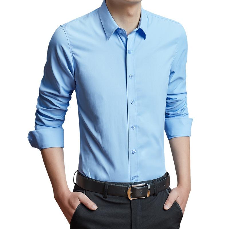 Pánská business casual košile s dlouhým rukávem, úzký střih, jednobarevná, formální