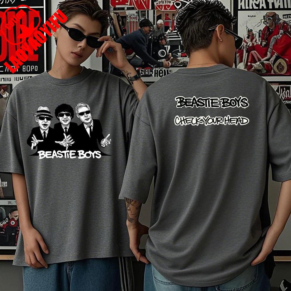 Beastie Boys T-Shirt Check Your Head T-Shirt Amerikanische Hip-Hop-Gruppe Schlichtes Modedesign Kurzarm-T-Shirt