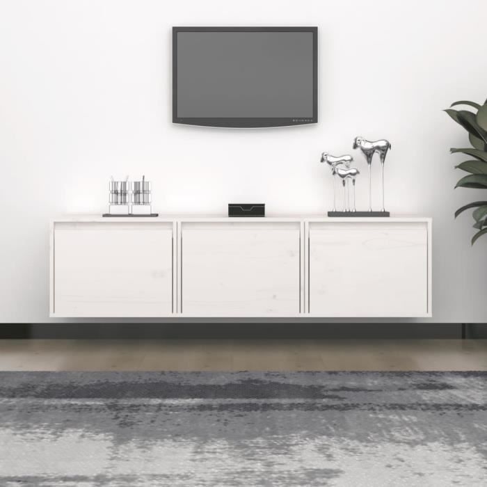 VidaXL Meubles TV 3 pcs, Blanc Bois massif de pin