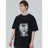 Black T Shirt with Deftones Band Logo and Owl Skull Graphic Design for Casual Wear