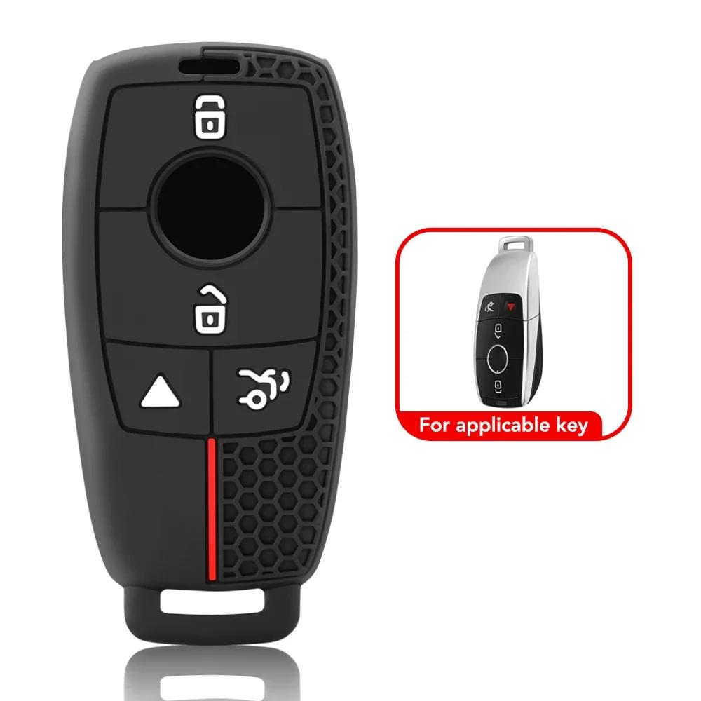 

Силиконовый чехол для автомобильного ключа, держатель для ключей для Mercedes Benz ACESG Class GLK GLC CLE CLA GLE GLS W177 W205 W213 W222 X167 AMG чёрный