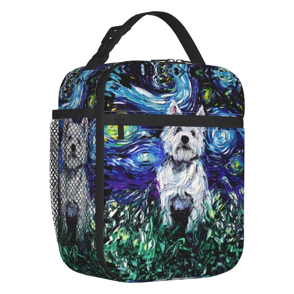 Life Lemons Westie Dog Portable Lunch Boxes Leakproof West Highland White Terrier Cooler Thermal Food Insulated Lunch Bag Kids