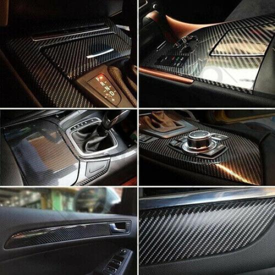 Premium Fibra De Carbono For Car Vinilo Para Autos Carros Negro 1ft X 5ft 5D