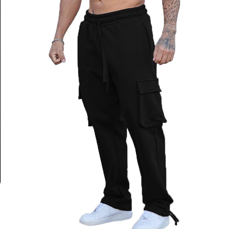 Men's New Multi-pocket Overalls European and American Men's Sweatpants Casual Drawstring Straight Trousers