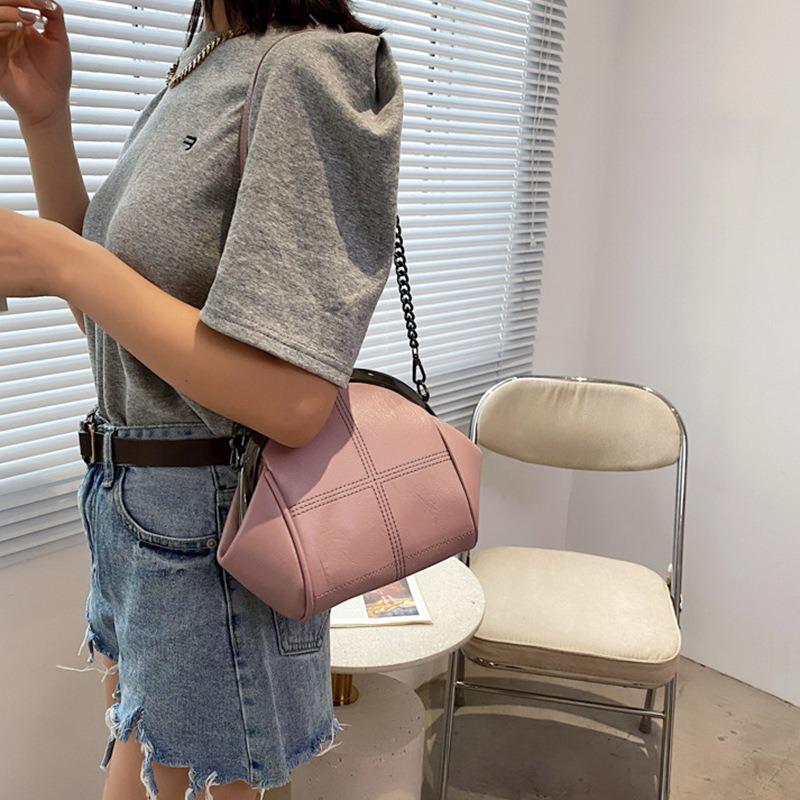 Vintage Embroidered Chain Crossbody Bag - Shell Design, Versatile Shoulder Bag for Women