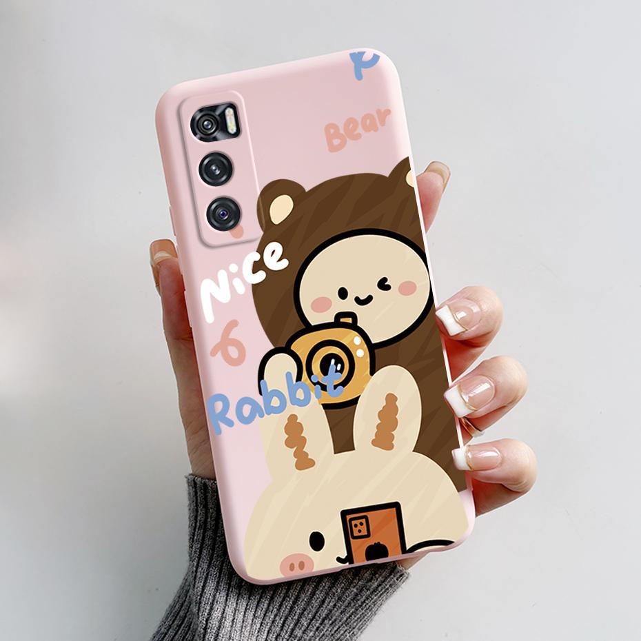 For Vivo V20 SE Case Vivo Y70 Phone Case V20SE Cute Rabbit Panda Painted TPU Soft Cover V2022 V2023 Camera Shockproof Back Coque