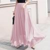Women's European & American Chiffon High Waist Long Skirt - Solid Color, Spring/Summer Collection.