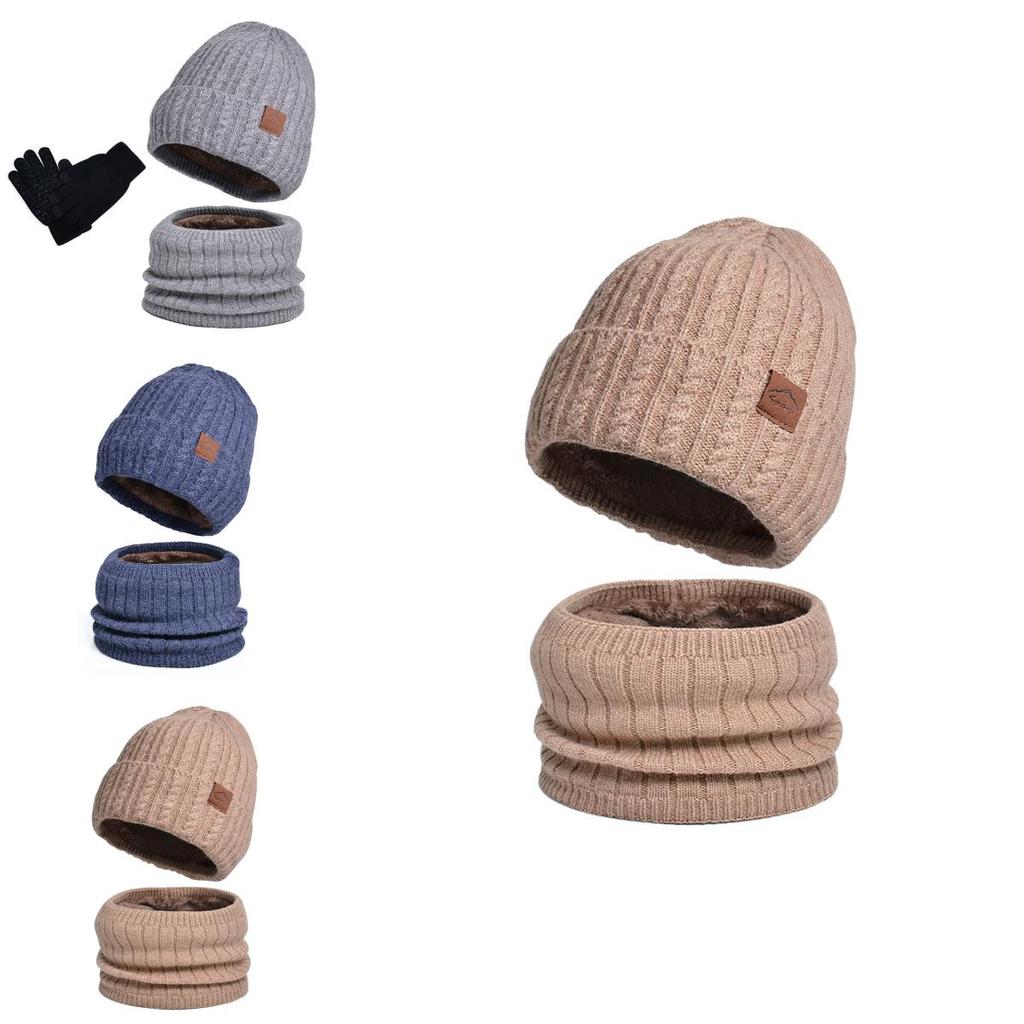 Winter Knit Hat Scarf Gloves Bundle With Lining Breathable Windproof For Casual Outdoor Use