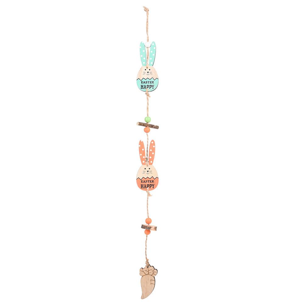 

Charming Wooden Double Rabbit Hanging Decoration For Easter Festive Decor Accessories StyleA