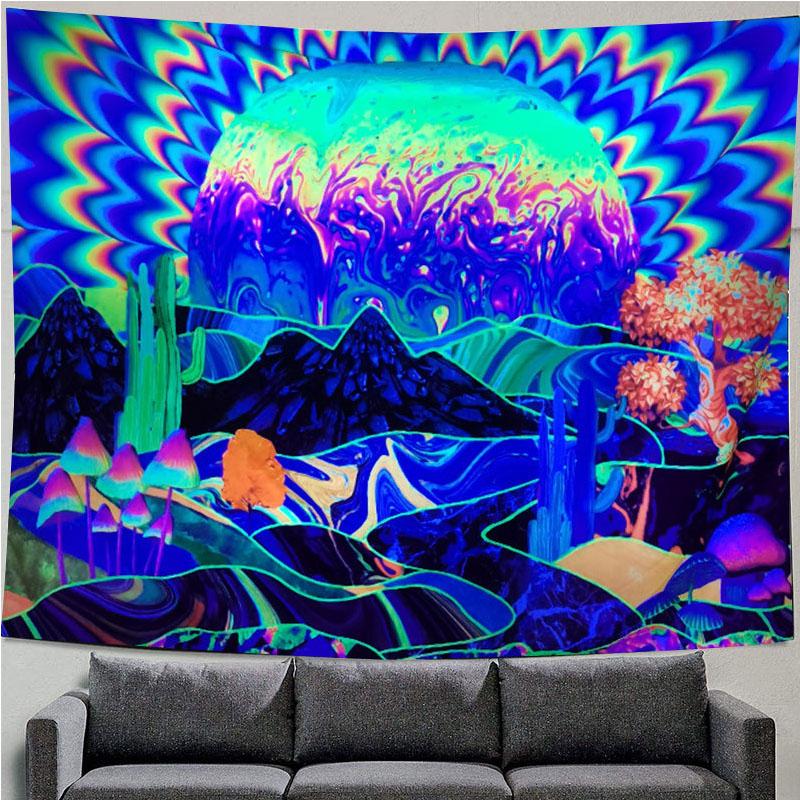 UV Fluorescent Tapestry Starry Sky Print Wall Hanging Art Home Decor