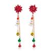 Rhinestone Christmas Earrings Bell Christmas Jewelry Vintage Xmas Drop Dangle Stud  Christmas