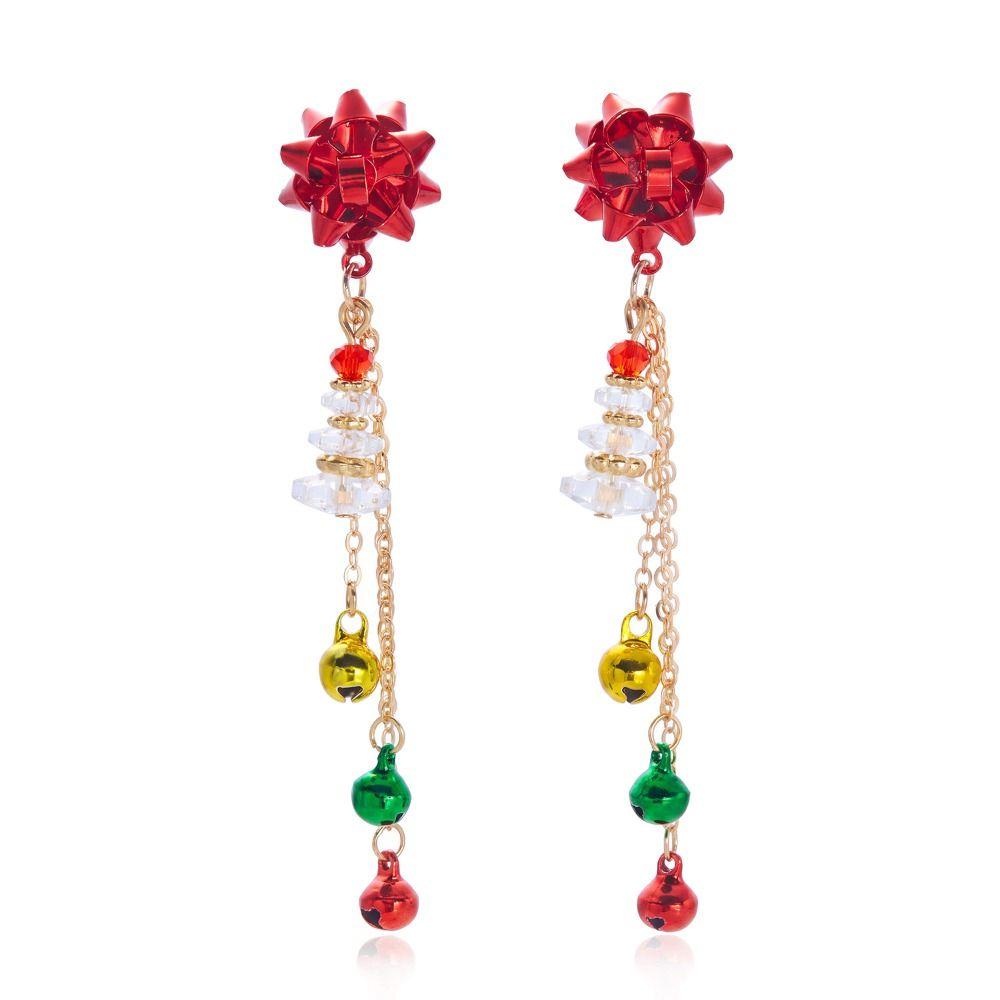 Rhinestone Christmas Earrings Bell Christmas Jewelry Vintage Xmas Drop Dangle Stud Christmas