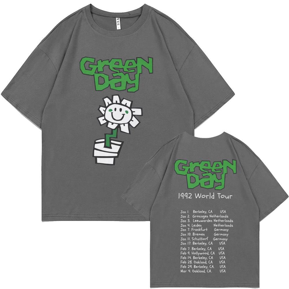 Najlepšia slávna punková kapela Green Day 1992 Svetové turné Pánske tričká Vintage Gotické rockové tričko Pánske Bavlnené Ležérne Nadrozmerné tričká