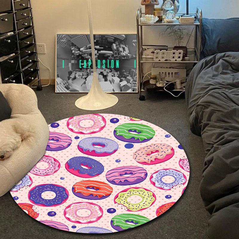 Decorative Round Cat Multicolor Rug Pad, Non-Slip Floor Mat for Entryway