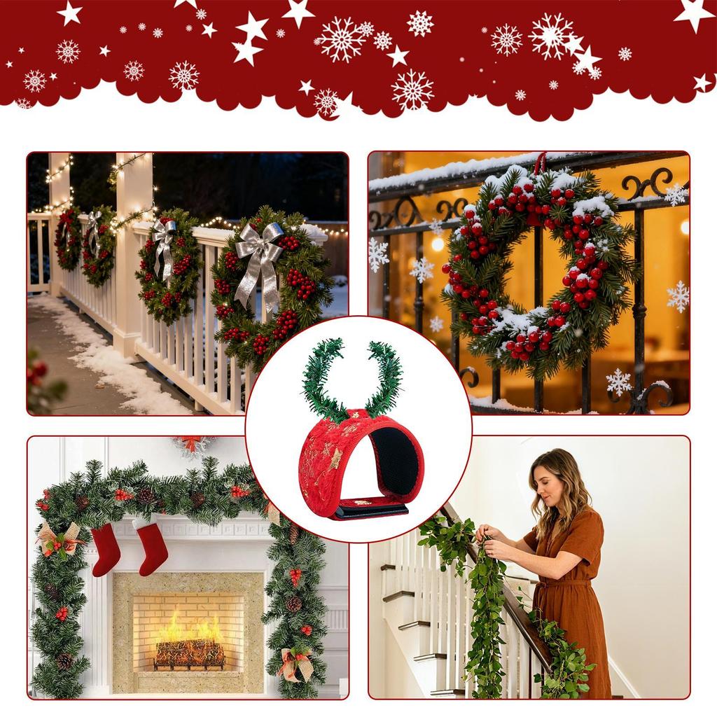 Banister Garland Ties 4piece Pine Needle Fasteners Garland Ties For Stairs For Plants Garden Greenery Outdoor Branches Front