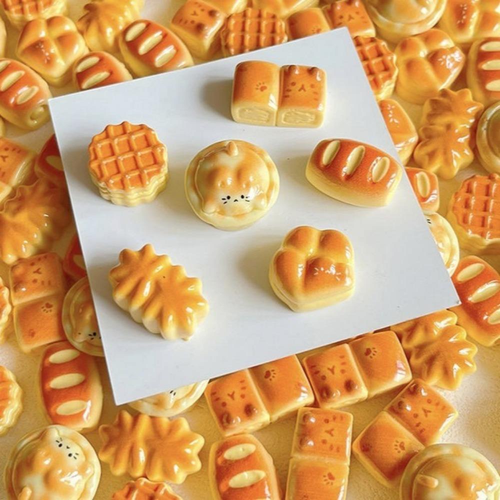 10pcs Shiny Cartoon Bear Bread Series Resin Flat Resin Fridge Magnets Whiteboard Stickers DIY Decorative Kitchen Accessories