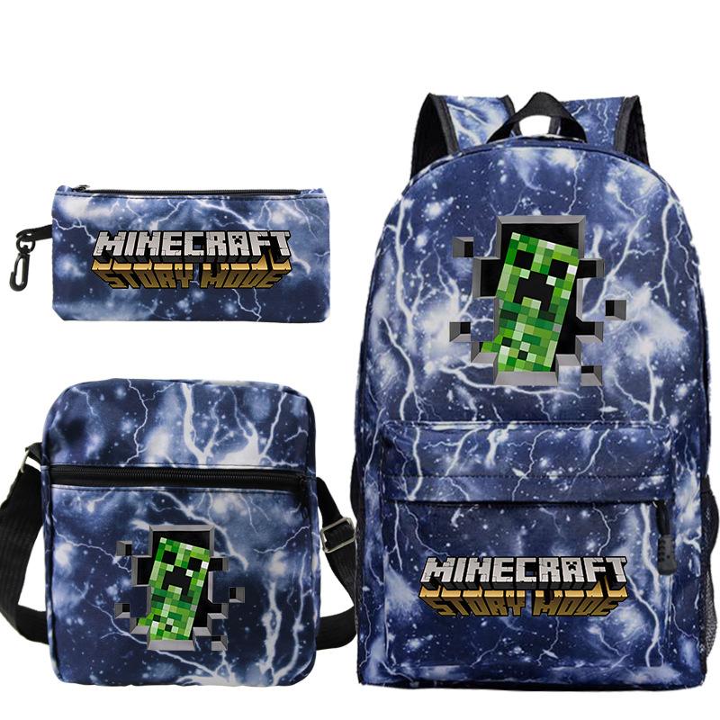 Game Merchandise Print Fashion Children'S Backpack Student Schoolbag Stationery Bag Messenger Bag Three-Piece Set