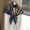 Herringbone pattern double-sided square scarf temperament sense outer fit elegant female versatile flow silk scarf breathable scarf square scarf