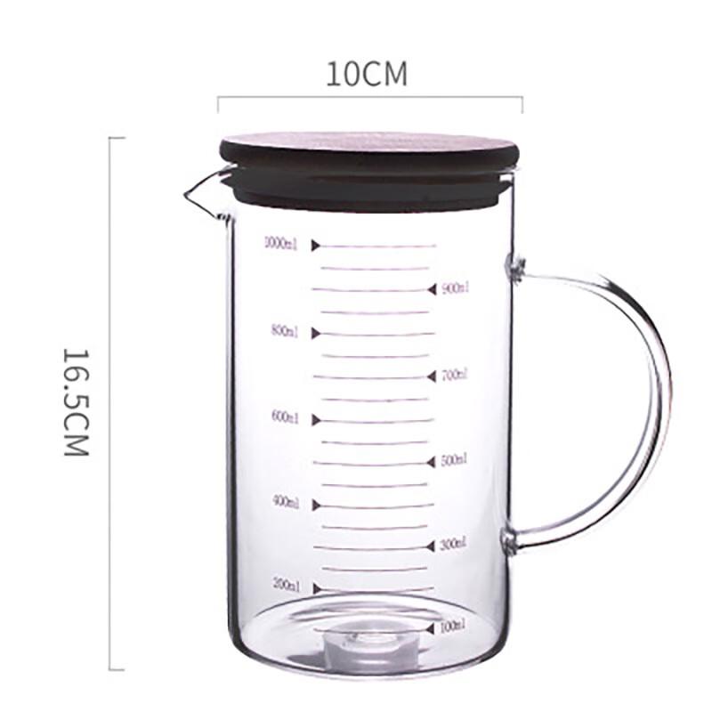 High Borosilicate Glass Measuring Cup Pitcher with Bamboo Lid