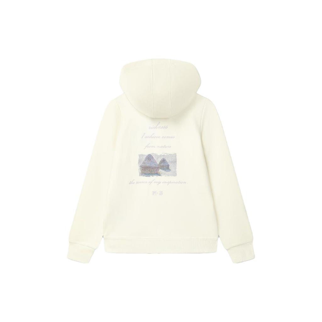 Fila Heritage Series Printed Letter Logo Hooded Sweatshirt Women Sweatshirt Ceramic-White F11W348202RIV