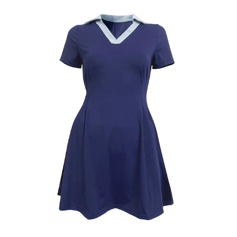 

Waist-Cinching Plus Size Tennis Skirt and Slimming Polo Dress with Retro Color-Block Design XS/2
