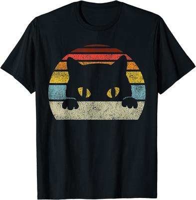 Cat Retro Style Black Kitty Cats Lover Unisex T-Shirt