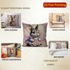 2D Cute Bunny Dressed In Flowers Pillow Covers Pattern Cushion Cover Suitable For Sofa Bedroom Car Pillow Cover