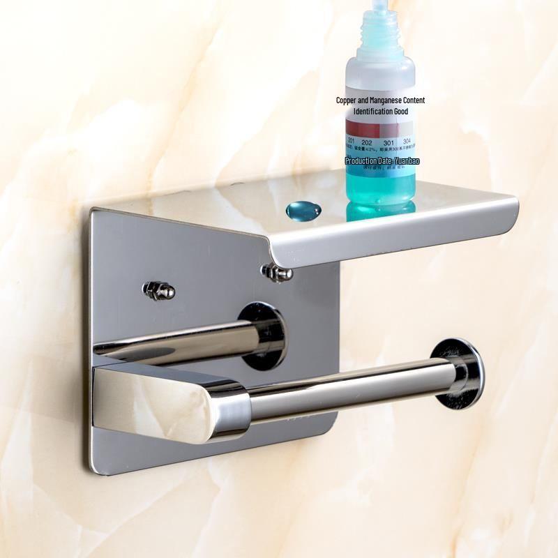 Punch-Free Wall-Mounted Stainless Steel Toilet Paper Holder for Hotels