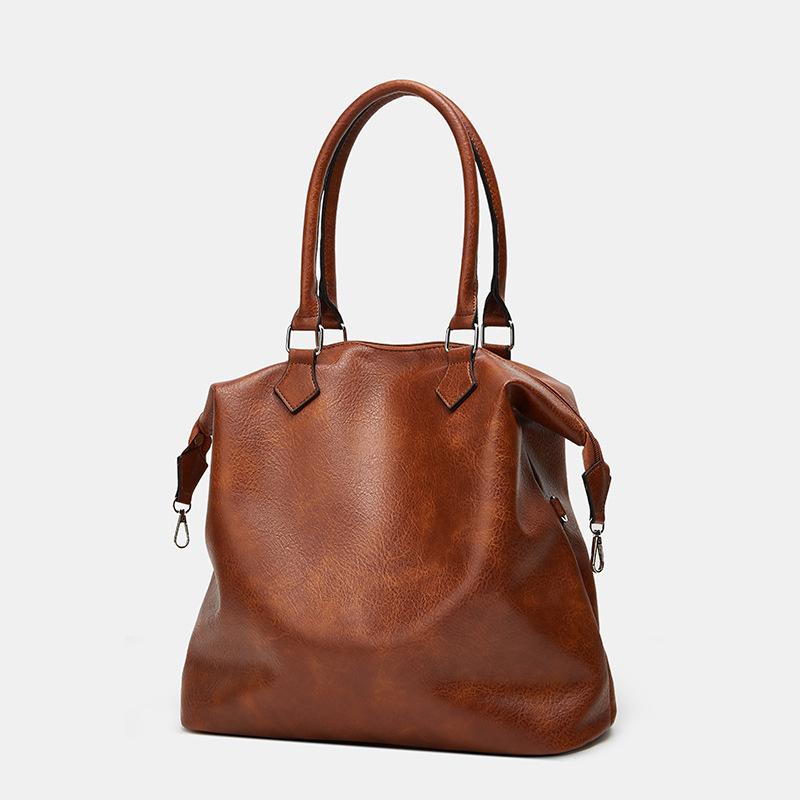 Commuter New Women's Handbag Large Capacity Shoulder Messenger Bag Fashionable Oily Leather Tote Bag Textured Soft Leather