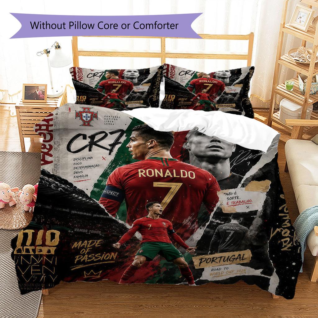 Portugal National Football Logo Pattern Bedding,Quilt Set Quilt Cover Pillowcase Home Birthday Gift(1 * Duvet Cover + 2 * Pillowcase, Without Core)