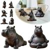 Handcrafted Yoga Master Hippo Statue Resin Hippopotamus Figurine Hippo Figurine Yoga Statue Meditation Hippopotamus For Home