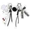 Y2K Exquisite Bow Cherry Pendant Keychain Black Woven Rope Knot Keyring Trendy Key Holder Bag Charm Handbag Pendant For Girls
